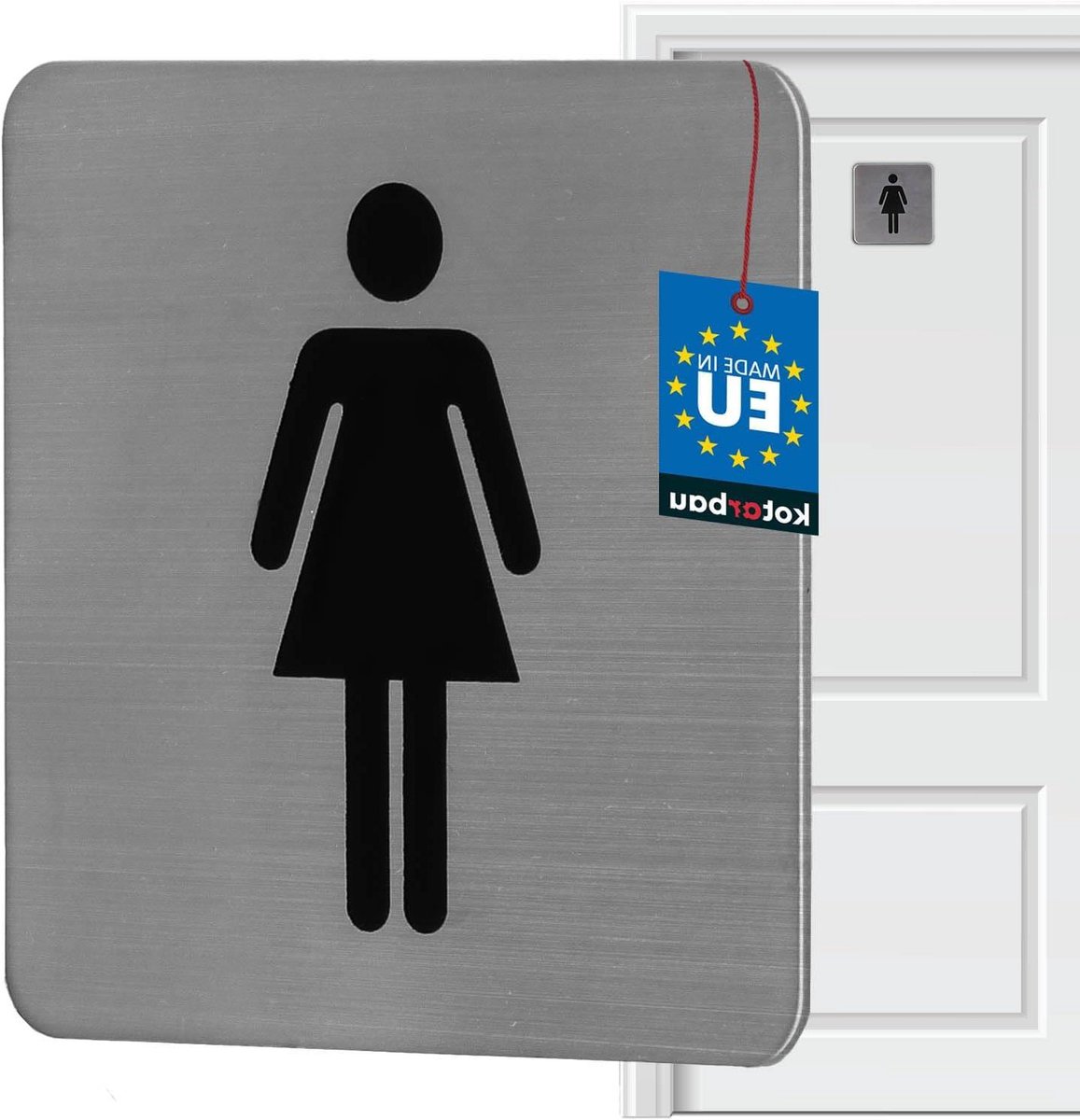 Toiletplaat RVS - WC Bordje Rolstoel - Aangeven Toiletten - Gekorreld Roestvrij Staal - 70 x 70 mm - Zilver