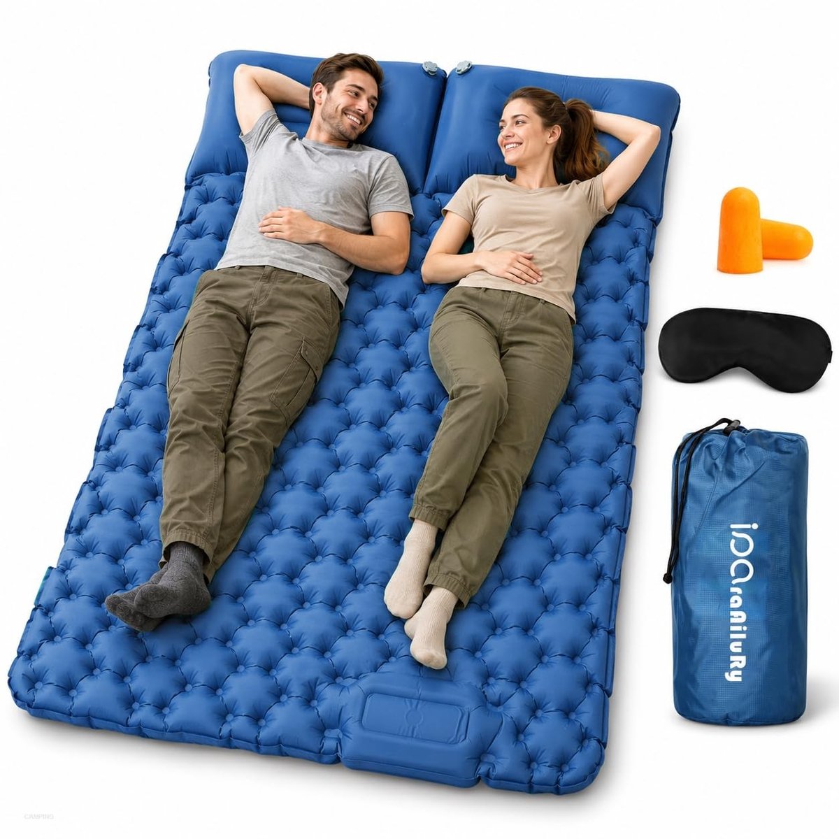 Omgoods - Ultralichte Opblaasbare Campingmatras voor 2 Personen met Pomp
