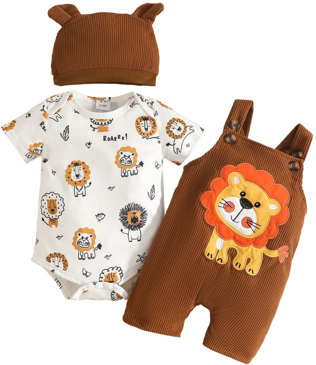 Omgoods - Verstelbare Jongens Dungaree met Dinosaur Print