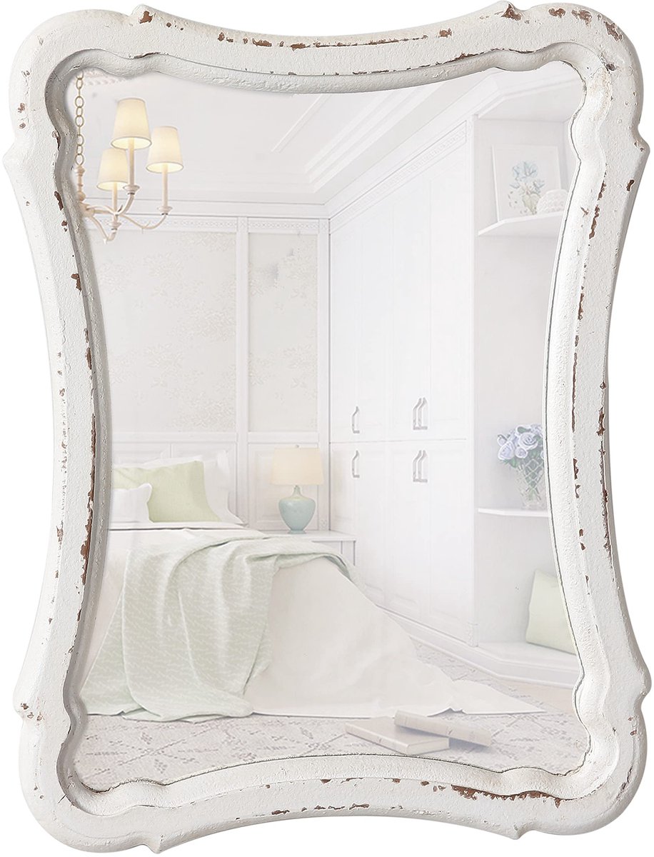 Omgoods - Kleine Decoratieve Wandspiegel met Houten Frame