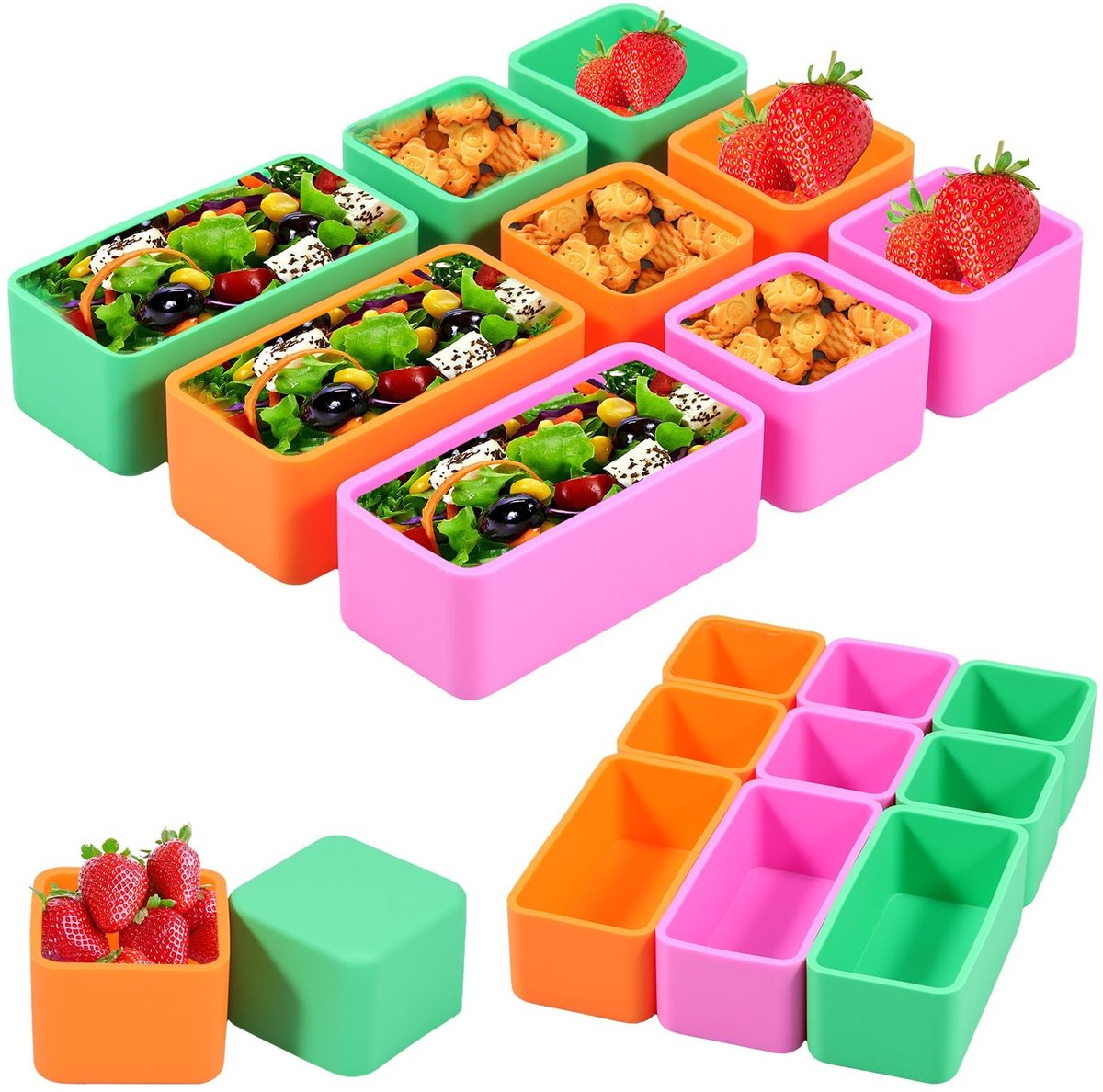 Omgoods - Set van 9 Siliconen Lunchbox Scheidingswanden - Hygienisch en Warmtebestendig