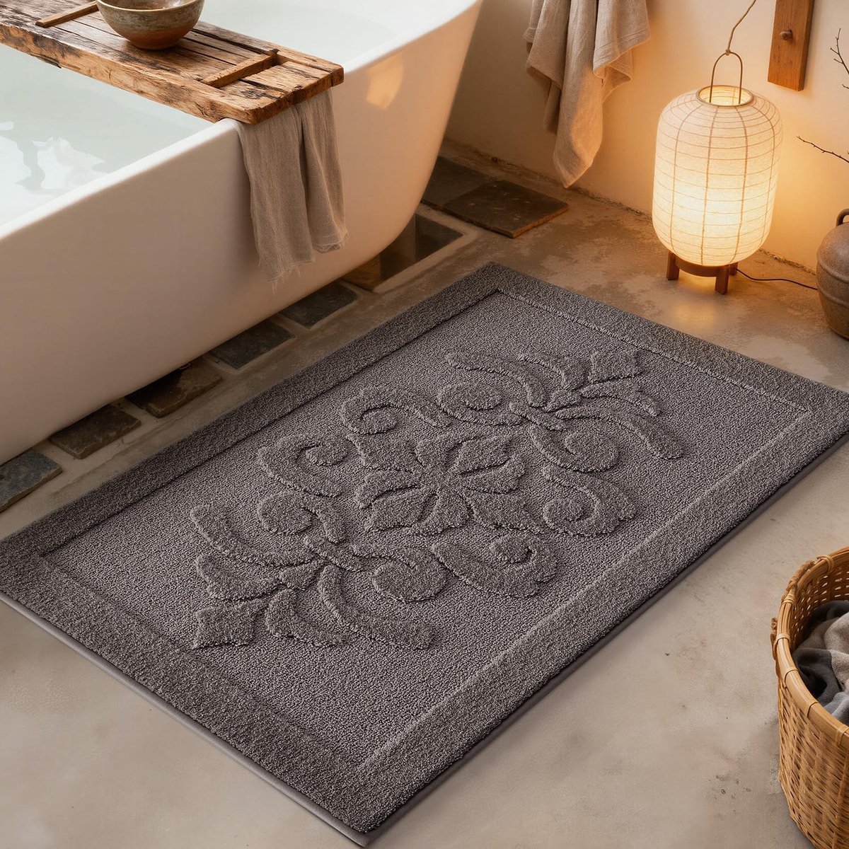 Omgoods - Antislip Badmat Microvezel, Ultra Absorberend en Sneldrogend, Donkergrijs, 40 x 60 cm