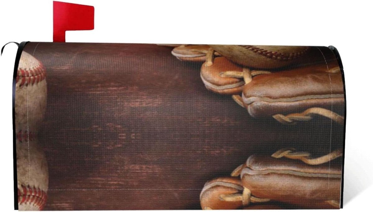 Honkbal Brievenbus Cover - Brievenbus Decoratie - Tuin Versieren - Magnetische Bevestiging - 50 x 45 cm - Zwart
