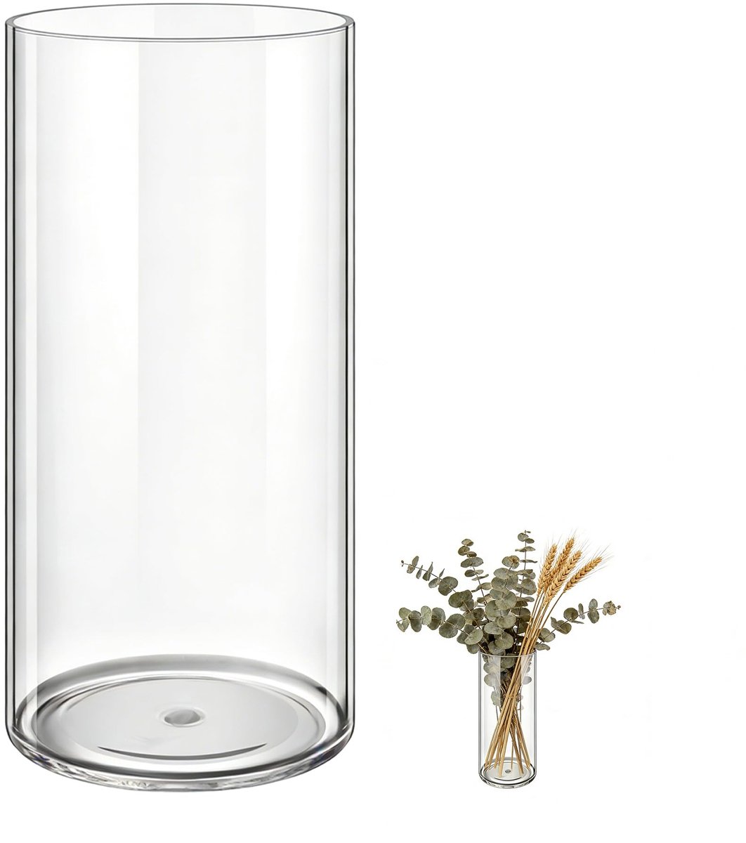 Omgoods - Transparante Ronde Acryl Vaas, 12 cm x 30 cm