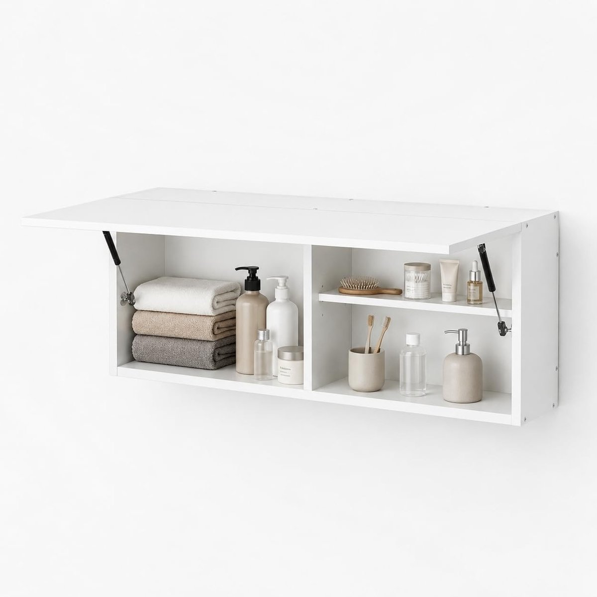 Omgoods - Wandkast voor Badkamer 100x40x25 cm, Wit, Ruimtebesparend