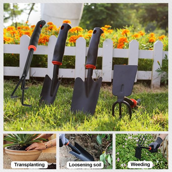 3-delige tuingereedschapsset voor kleine tuinen, inclusief handtuinschep, spade en hark voor optimale tuinonderhoud — afbeelding 4