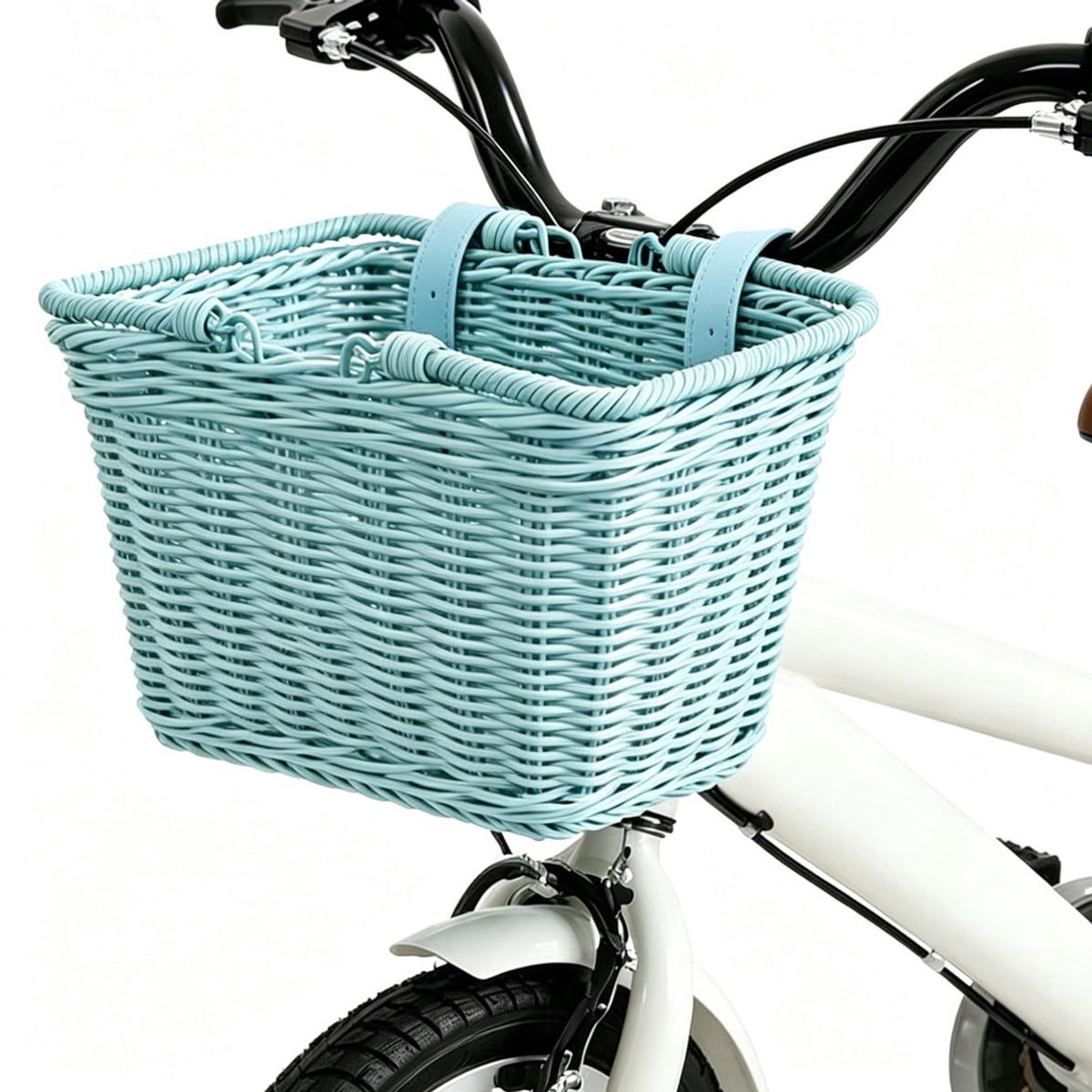 Omgoods - Handgevlochten Fietmand van Wilg met Vegan Leren Handvatten
