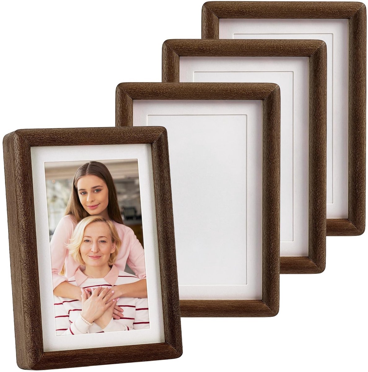 Omgoods - Set van 4 Teakhouten Fotolijsten voor Verticale en Horizontale Weergave