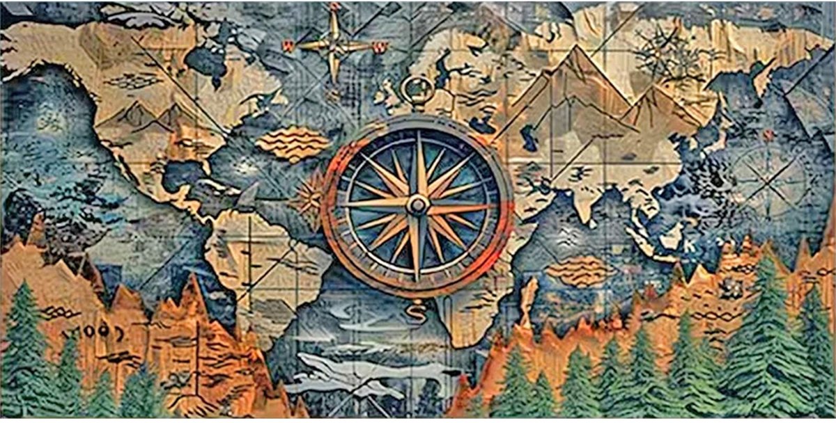 Omgoods - Diamantschilderij Wereldkaart - Mozaïek Kunst voor Wanddecoratie