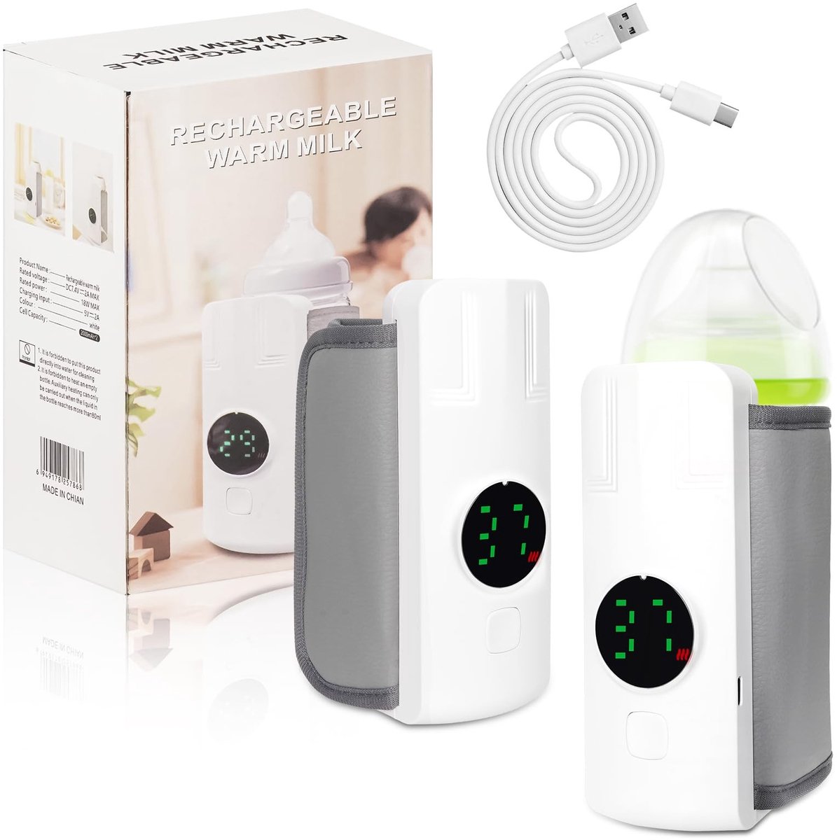 Omgoods - Draadloze Flessenwarmer met Instelbare Temperatuur voor Baby
