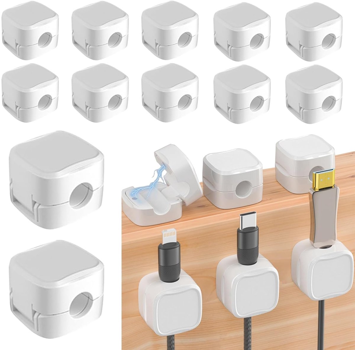 12pcs Cable Clip Organizer, Magnetic Cable Holders, Self Adhesive Cable Clips, Self Adhesive Cable Holders, Cable - ShopVlot