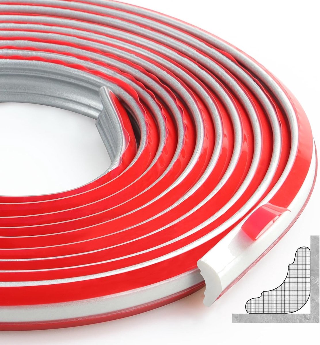 SnelShoppen - 300 cm TPE Driehoekige Decoratieve Wandstrips Zelfklevend Flexibel voor Wandranden, Tegelranden, Plafonddecoraties, 12 x 9 mm, Zilver