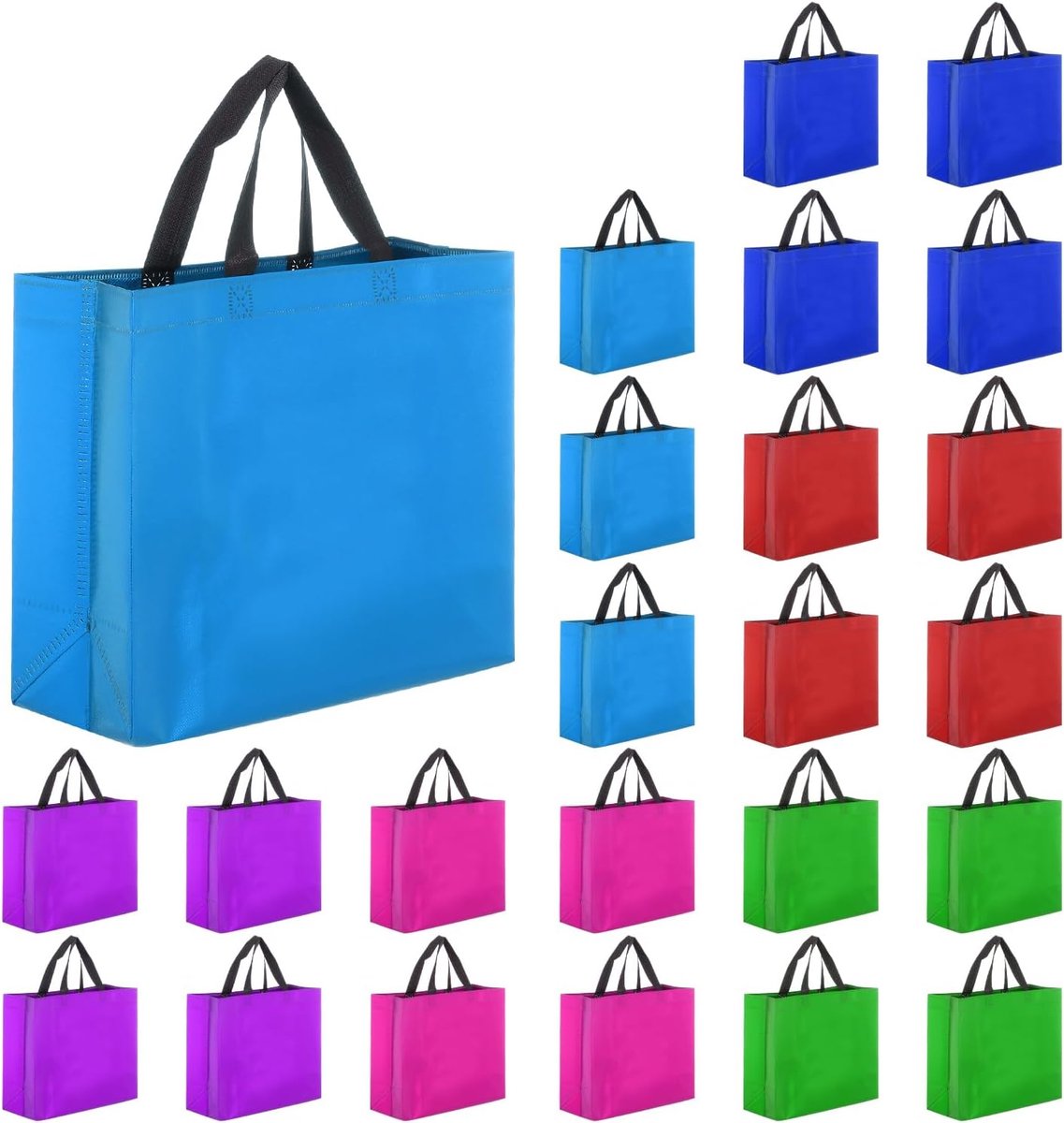 SnelShoppen - 60 Stuks Herbruikbare Geschenkzakjes in 6 Kleuren - Glanzende Boodschappentassen met Handgrepen voor Verjaardagsfeesten, Bruiloften en K