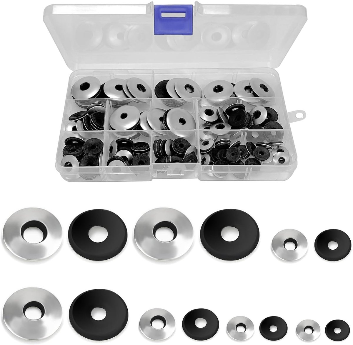 135pcs M4.2 / M4.8 / M5.5 / M6.3 / M8 Stainless Steel Neoprene Seal, EPDM Seal, Non-Slip Washers, Rubber Sealing Rings - ShopVlot