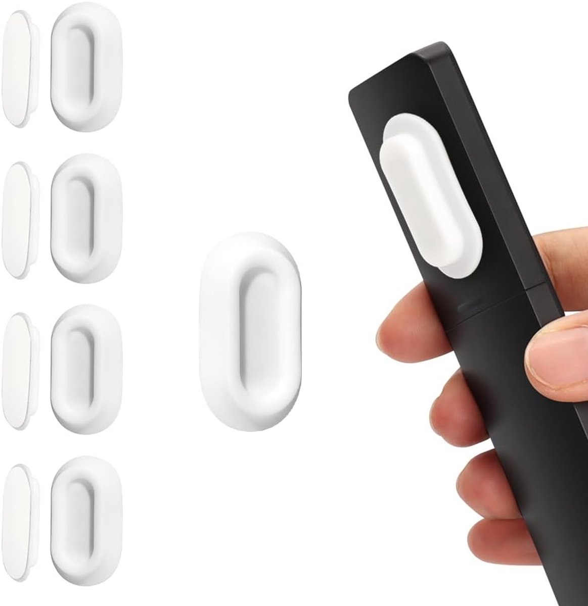 SnelShoppen - Silicone Magnetische Afstandsbediening Houder, 4 Stuks Wand Organizer met Ingebouwde Slot voor Goede Grip, Zelfklevend TV Geheugen, Wit