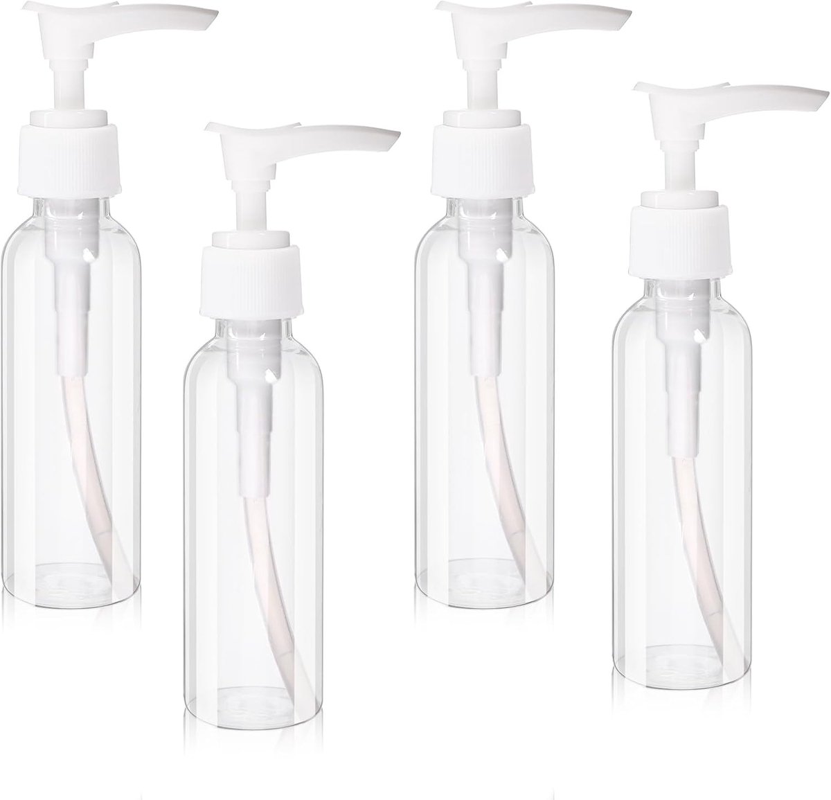 SnelShoppen - Set van 4 Airless Pomp Dispenser 100 ml Transparante Flesjes voor Reizen, Plastic Pompflessen voor Cosmetics, Shampoo en Crème