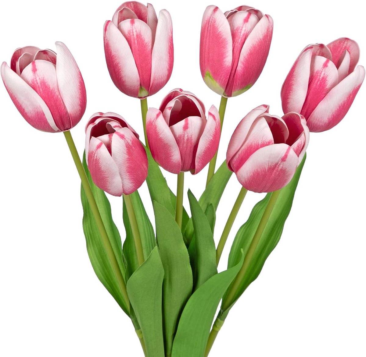 SnelShoppen - Kunstmatige Tulpen 60cm Lange Steel 7 Stuks Rode Neptulpen voor Bloemstukken Thuis Kantoor Bruiloft Boerderij Tafeldecoratie Lente Decor