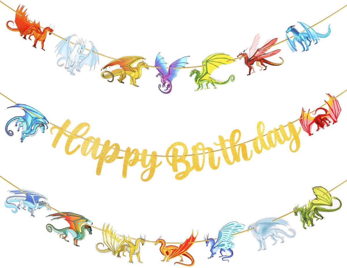 Verjaardagdecoraties - Gele Lettertype Vlaggenlijn - Draken Thema - Creëer een Feestelijke Sfeer - SnelShoppen