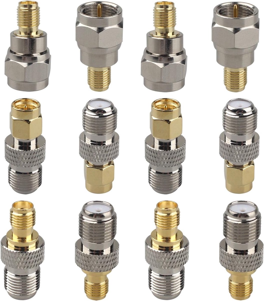 SnelShoppen - 12PCS SMA naar F Coax Connector F naar SMA Mannelijk naar Vrouwelijk Coaxiale Adapter Kit Geschikt voor LMR AM DAB FM Ham WiFi Radio Tra