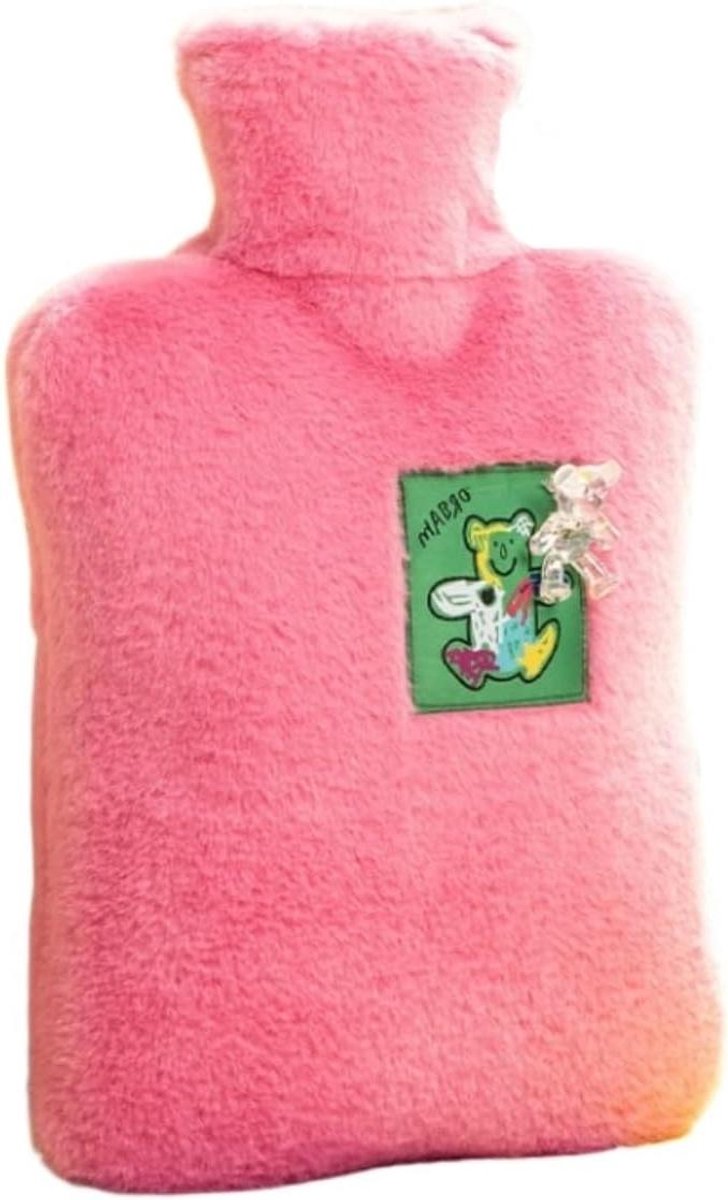 Warmwaterkruik - Kruik Handwarmer - Warm Blijven - Zachte Pluche Hoes - 32x19 cm - Roze