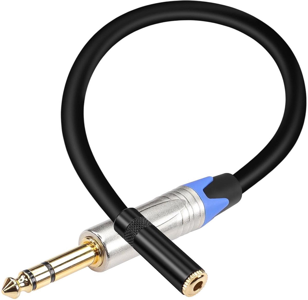 6,35 mm naar 3,5 mm audio-adapter - 0,3 m - TRS-stekker naar TRS-bus voor hoofdtelefoon, gitaarversterker, keyboard