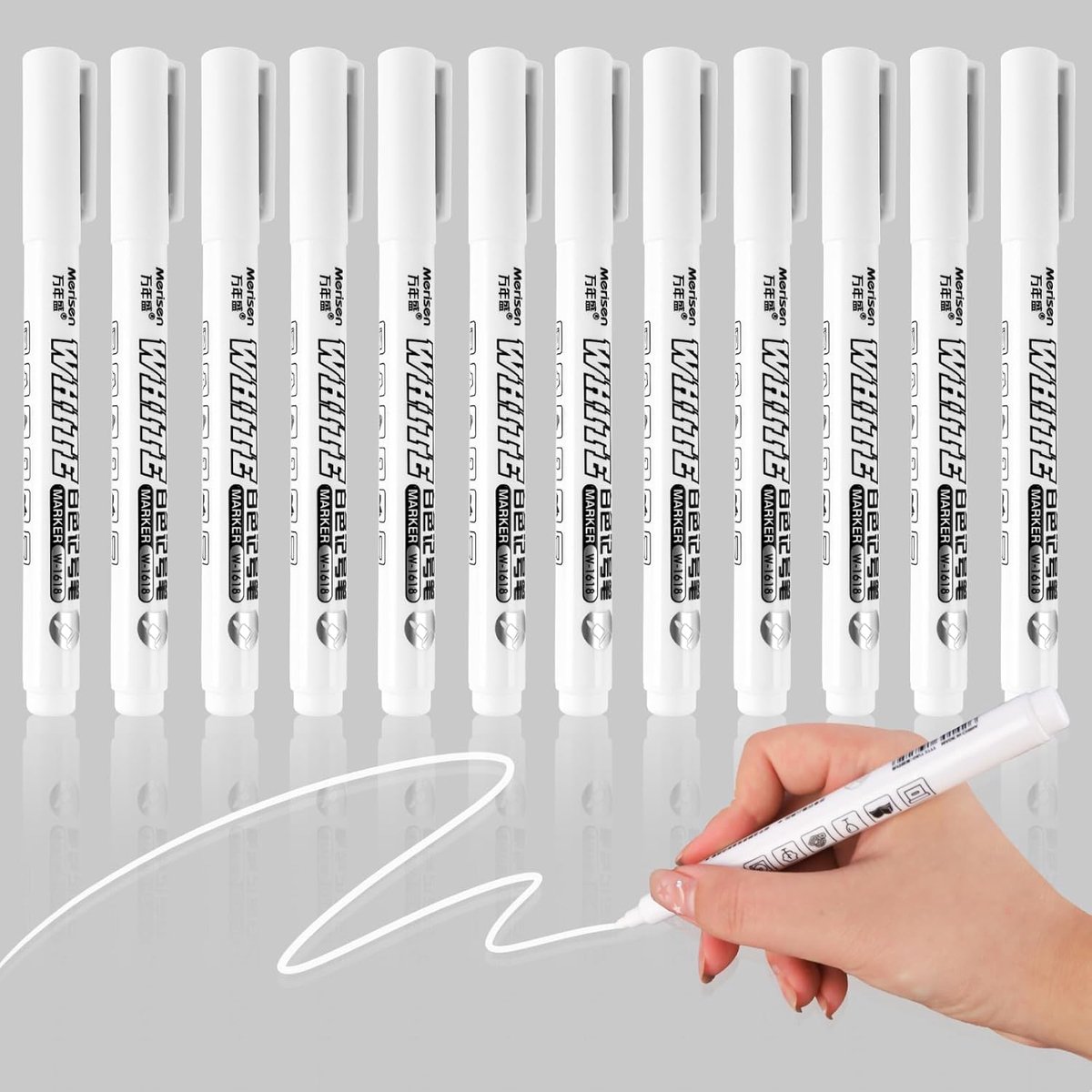 SnelShoppen - 12 Stuks Witte Acryl Pennen - Watervaste Marker Pens voor Schilderen op Zwart Papier, Hout, Glas en Steen - Perfect voor Creatieve Proje