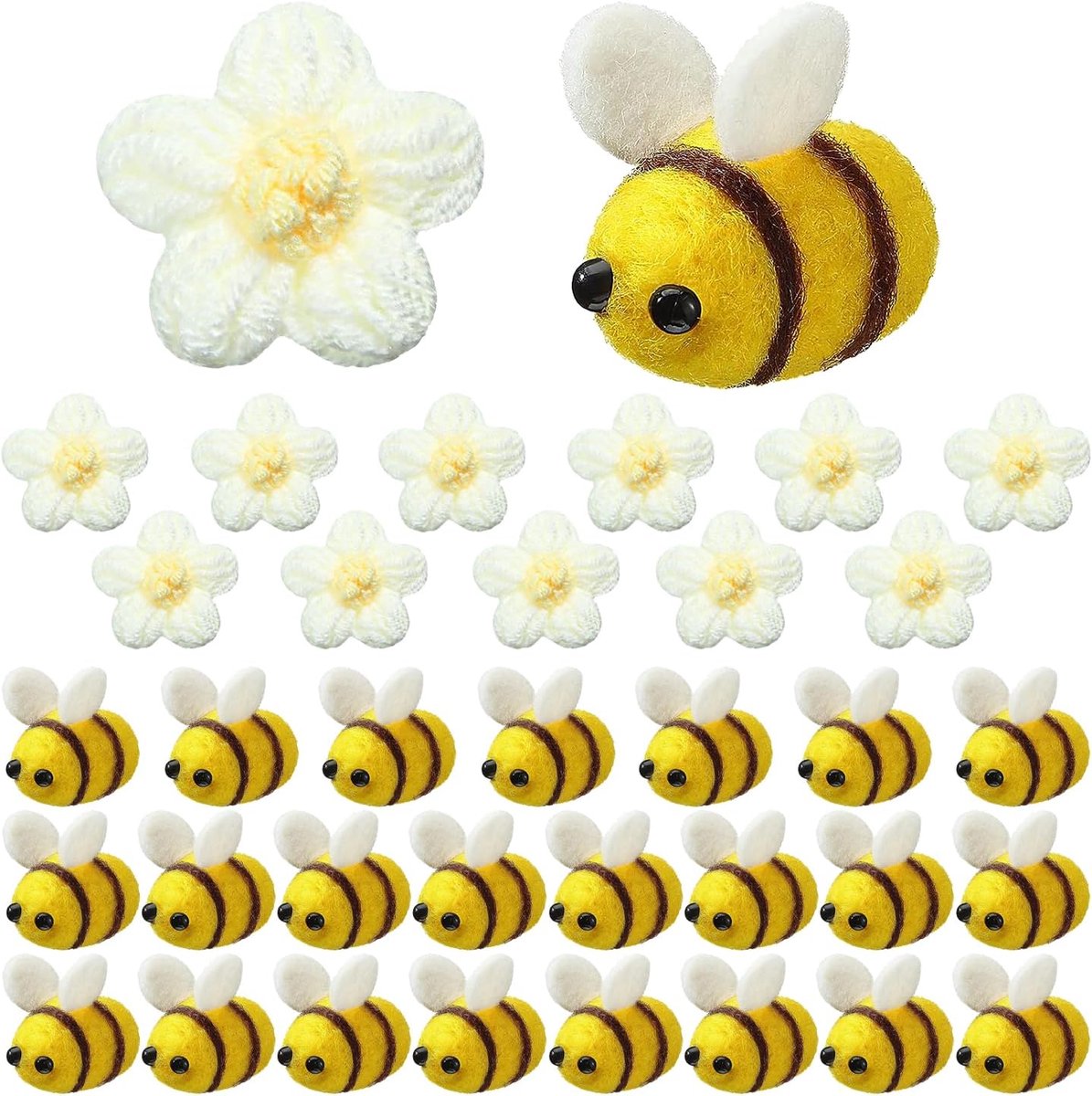 Dbuwqips 36 pieces felt mini bee flowers, small bee decoration, bees, felt bees, felt bees, mini bees for DIY crafts - ShopVlot