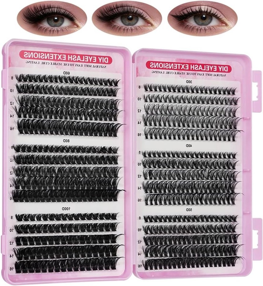 Volume Wimperextensions Set, 580 Stuks D Curl Wimperextensions 8-16 mm, Mix van 30D tot 100D voor Professionele Wimperverlenging en Valse Wimpers