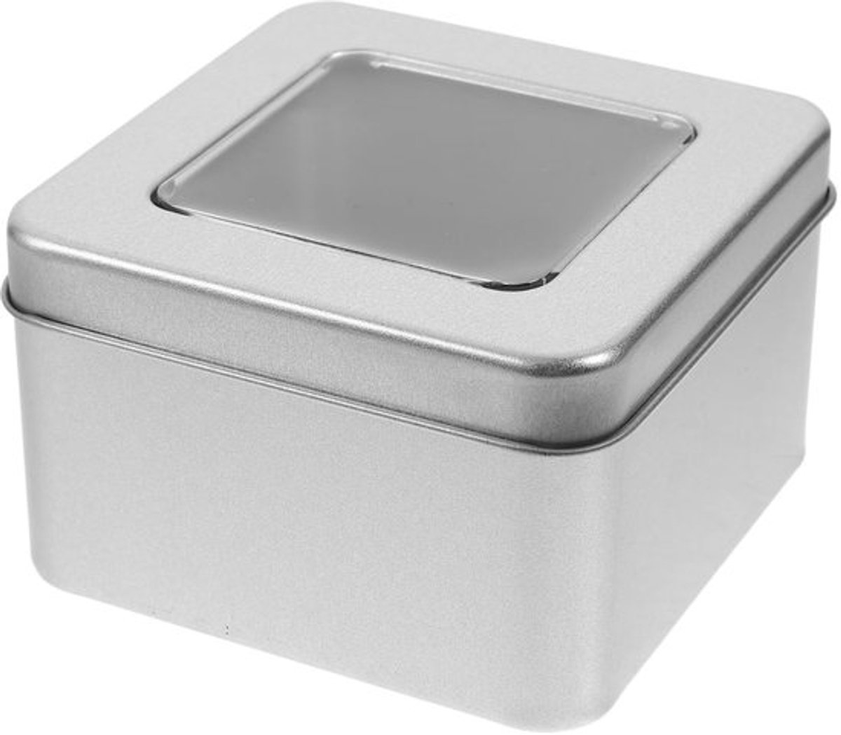 IMstore - Transparante Vierkante Box - Koekjesdoos - Stevige deksel - Zilver