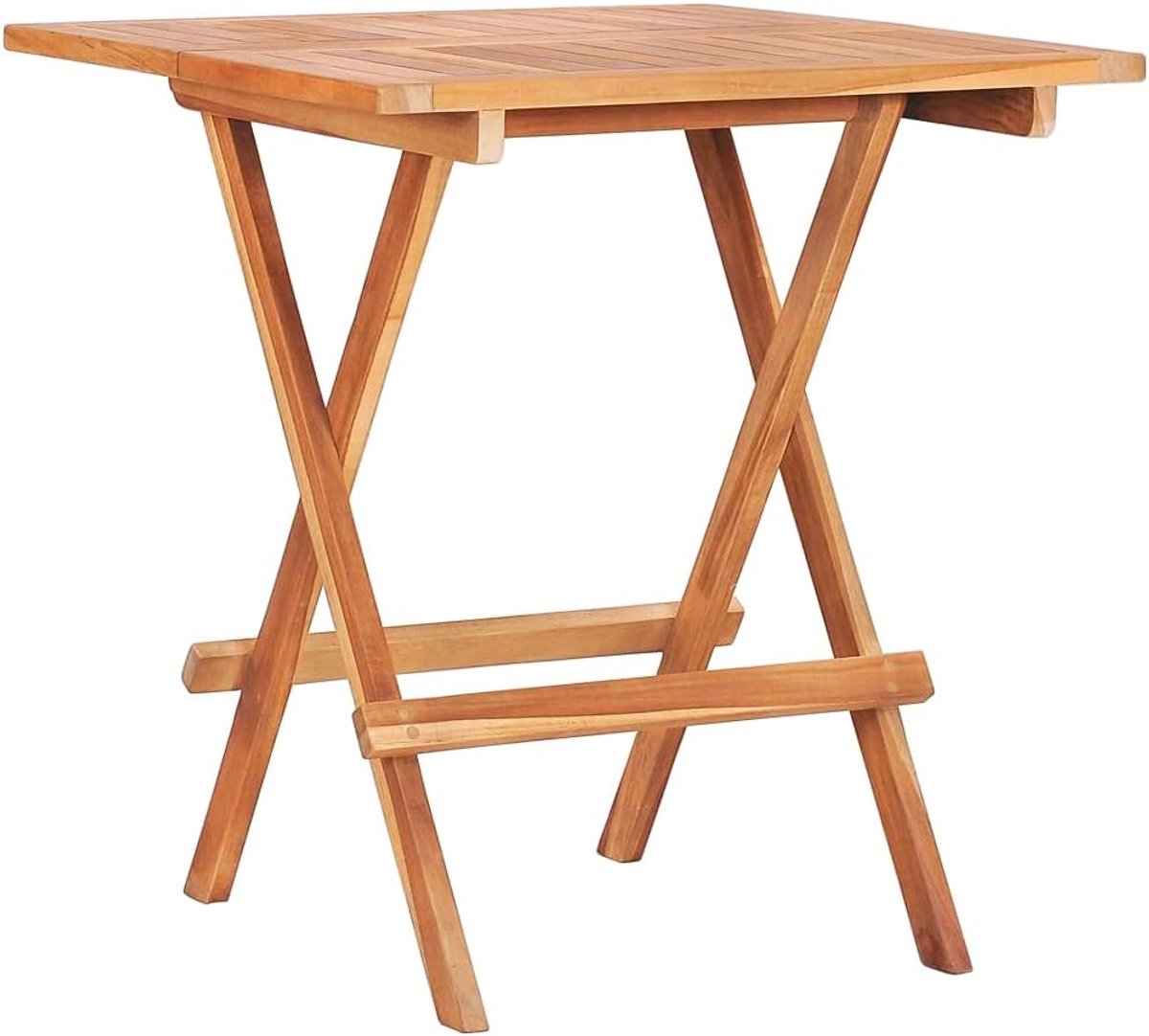 Inklapbare Bistrotafel - Klaptafel Teakhout - Buiten Ontspannen - Fijn Geslepen Oppervlak - 60x60x65 cm - Origineel