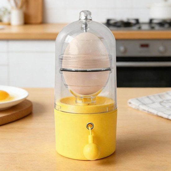 Eigeel Mixer - Keukengadget - Snel Ingrediënten Mengen - Handmatig Trekkoord Mechanisme - 8x8x16.5 cm - Wit van Eigeel Mixer — afbeelding 3