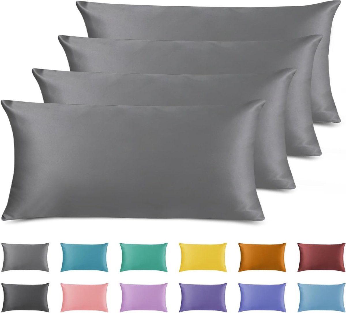 Set van 4 Kussenhoezen met Rits, Superzacht Microfiber, Ademend en Kreukvrij, 40x80cm, Vlekbestendig en Duurzaam