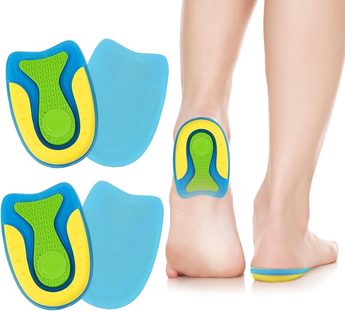 Gel Kussen Cups voor Hiel, Orthopedische Hielkussens voor Hielspoor, Plantar Fasciitis en Achilles Tendonitis, Verbeter Comfort en Houding (2 Paar)