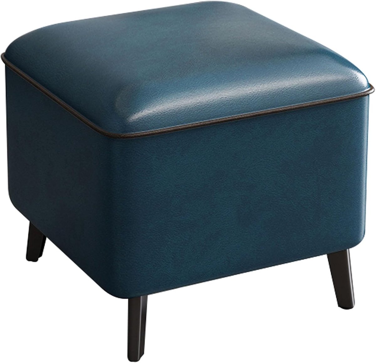Voetenbankje Leer - Poef Hocker - Ontspannen Zitten - Waterafstotend Zitoppervlak - 30x40x32 cm - Citroengeel