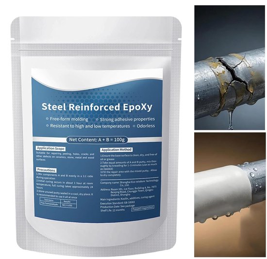 Metaalvuller Plamuur - Reparatieklei Epoxy - Onderdelen Restaureren - Waterdicht Hittebestendig - 100 gram - Grijs — afbeelding 4