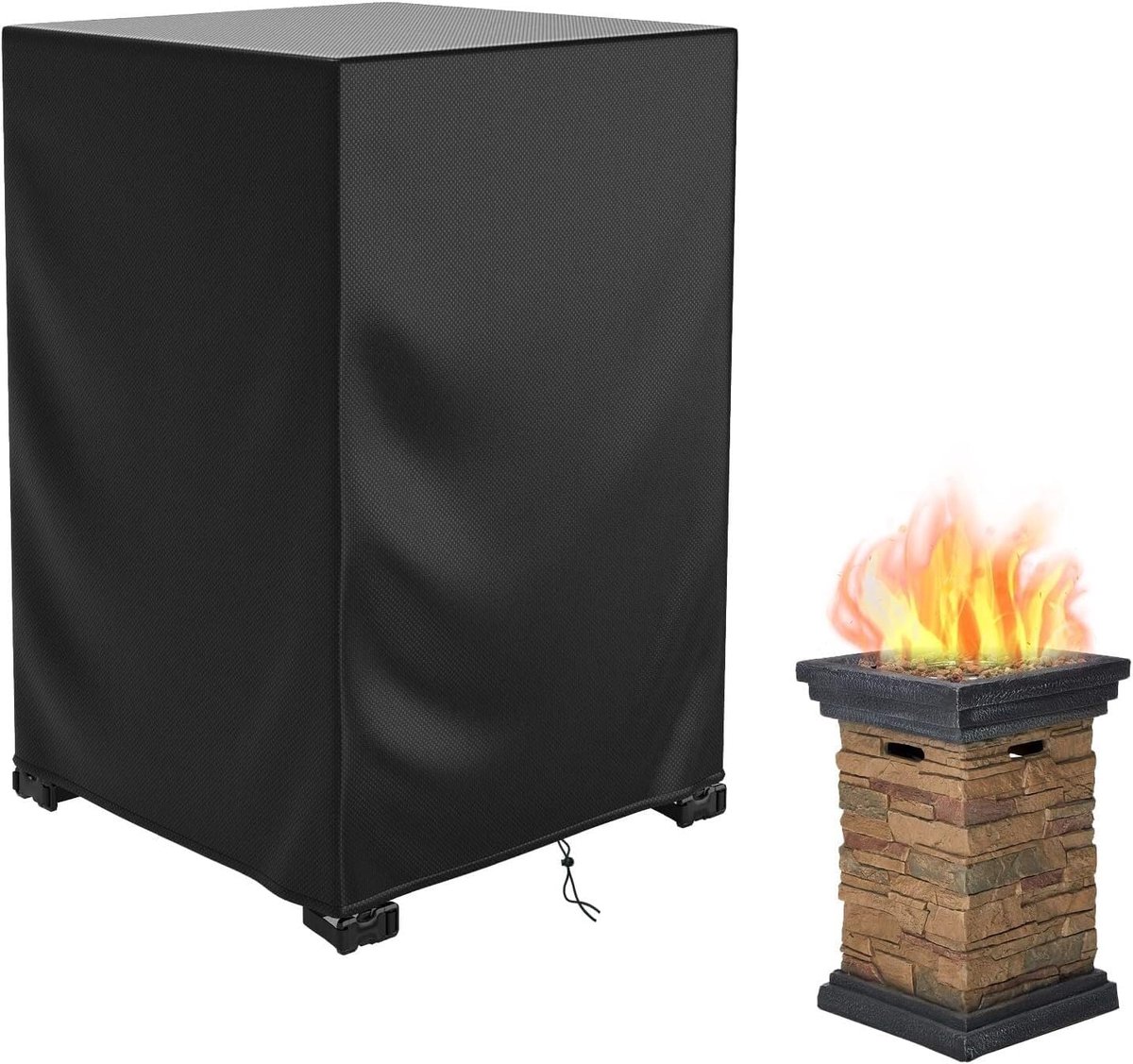 Vuurkorf Afdekking - Buitenhaard Deksel - Terras Beschermen - Waterdicht Oxford Materiaal - 143 x 63 x 62 cm - Zwart