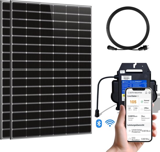 Balkon Krachtcentrale - Zonnepaneel Set - Energie Opwekken - Plug and Play Installatie - 800 Watt - Zwart
