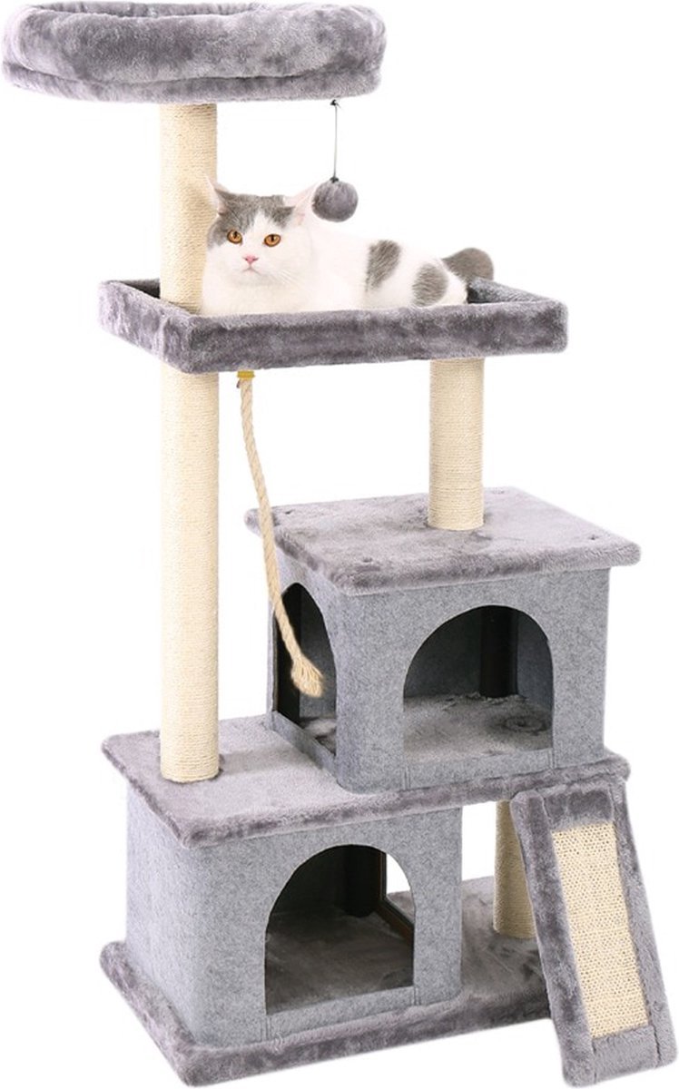 Vloerkleed 127 CM Grijs - Luxe, Zachte Kattenmand hangmat en Kattenspeelgoed - Voor Katten en Kleine Kittens