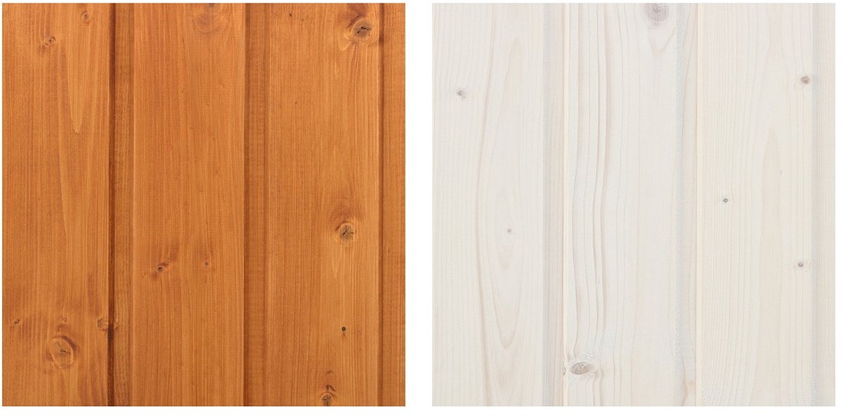 Timbela DKMT01-TEAK/WHITE - Houtimpregneringsset voor binnen- en buitendecoratie: 5L wit + 5L teak impregneermiddel + GRATIS borstelset