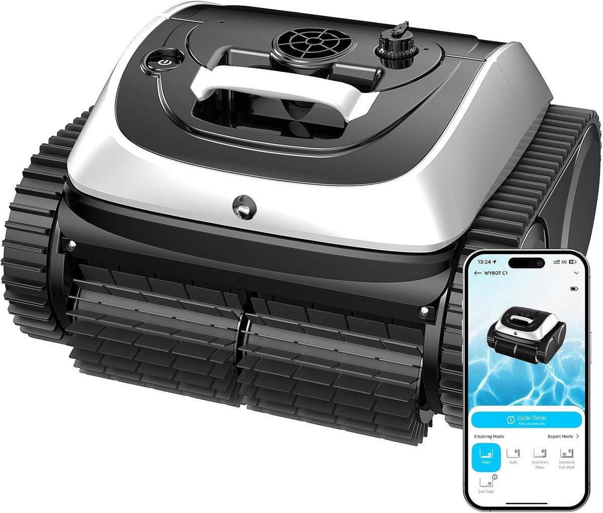 Zwembadrobot - Wit - Intelligente reinigingsmodus - App-navigatie - Voor verzonken en bovengrondse zwembaden