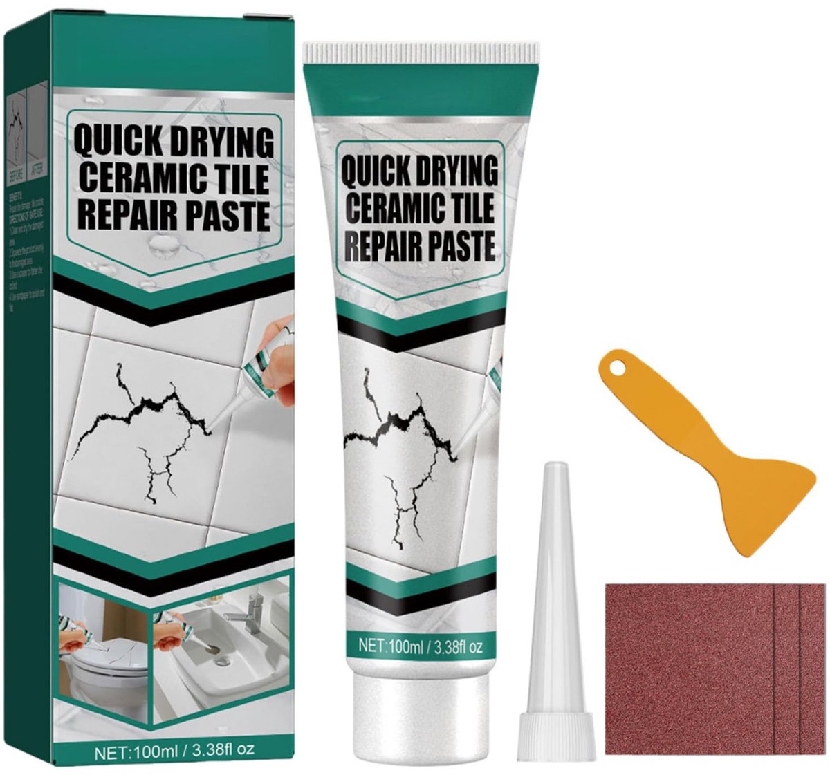 Tegel reparatieset - Badkuip reparatie - Oppervlakken herstellen - Eenvoudig in gebruik - 100 ml - Wit