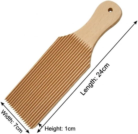 Pastabord Beukenhout - Deegroller Gnocchi - Verse Pasta Maken - Speciale Groeven - 24 x 7 cm - Houtkleur — afbeelding 4