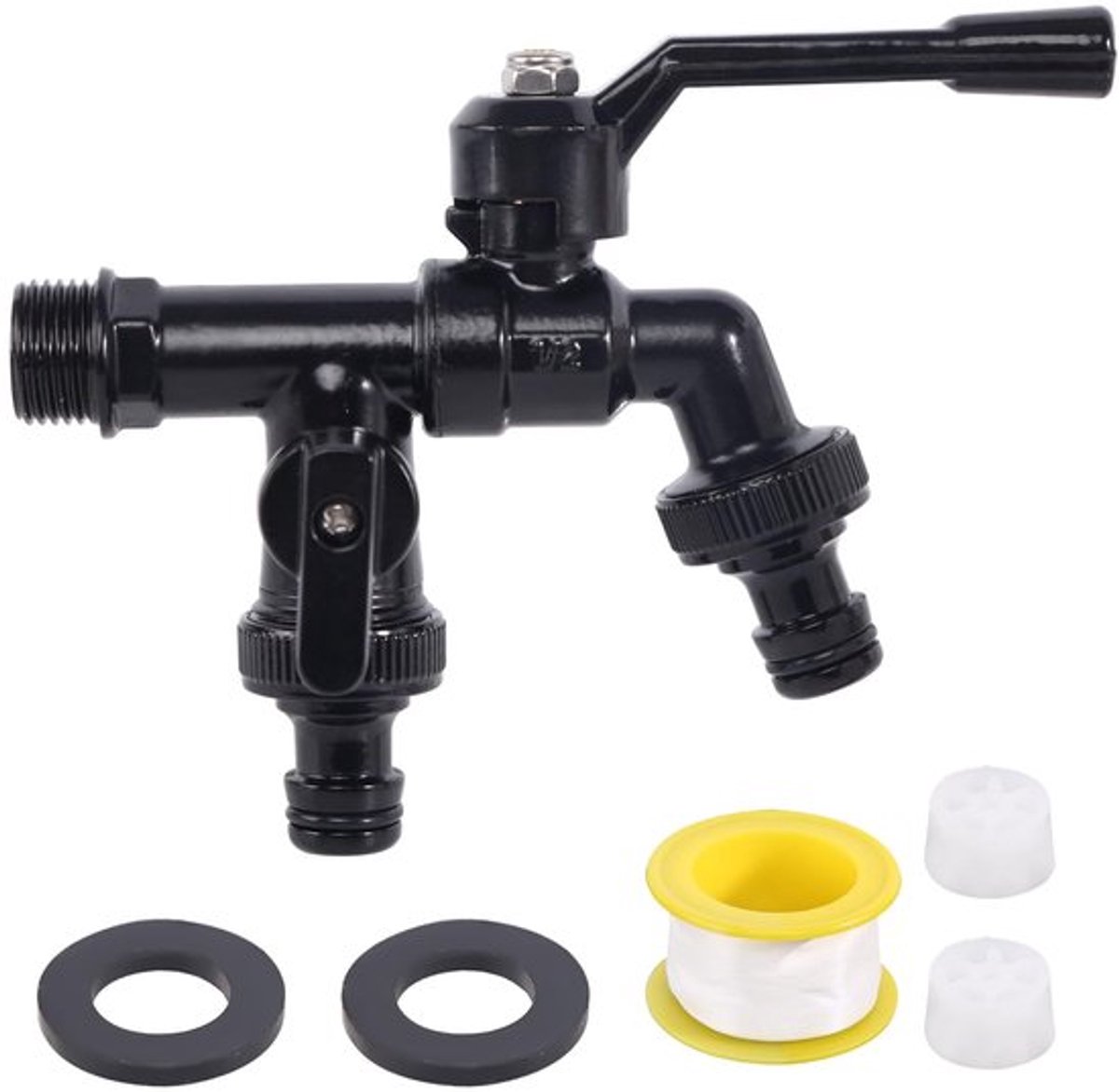 Zeynomax - Double Garden Water Tap - 3/4 Inch - Frost Protection - Brass - Outdoor