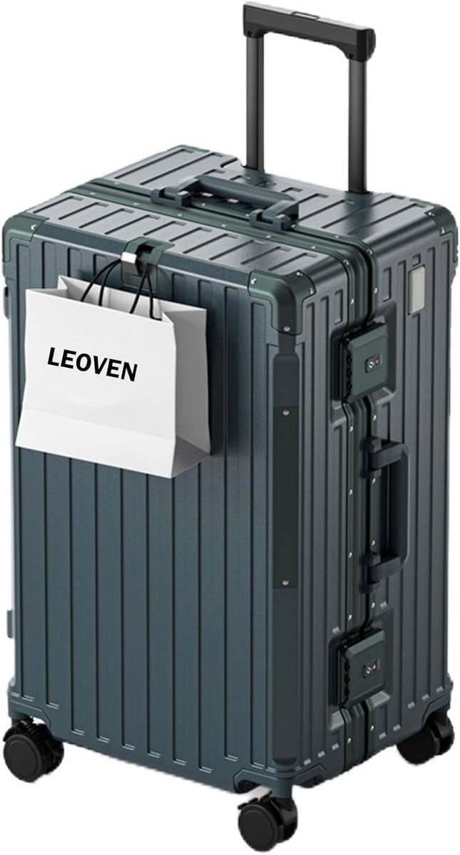 Harde reiskoffer - Grote koffer - Zorgeloos reizen - Met bekerhouder - 20 inch - Groen