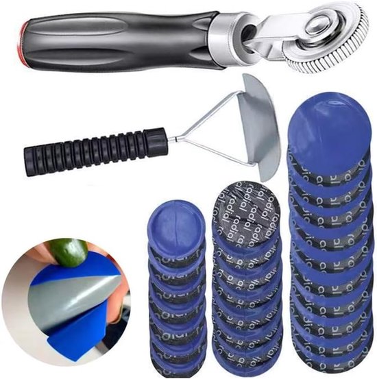 Band Reparatieset - Punctie Patch - Band Lek Repareren - Heavy Duty - 62 Delig - Blauw Zwart Zilver — afbeelding 5