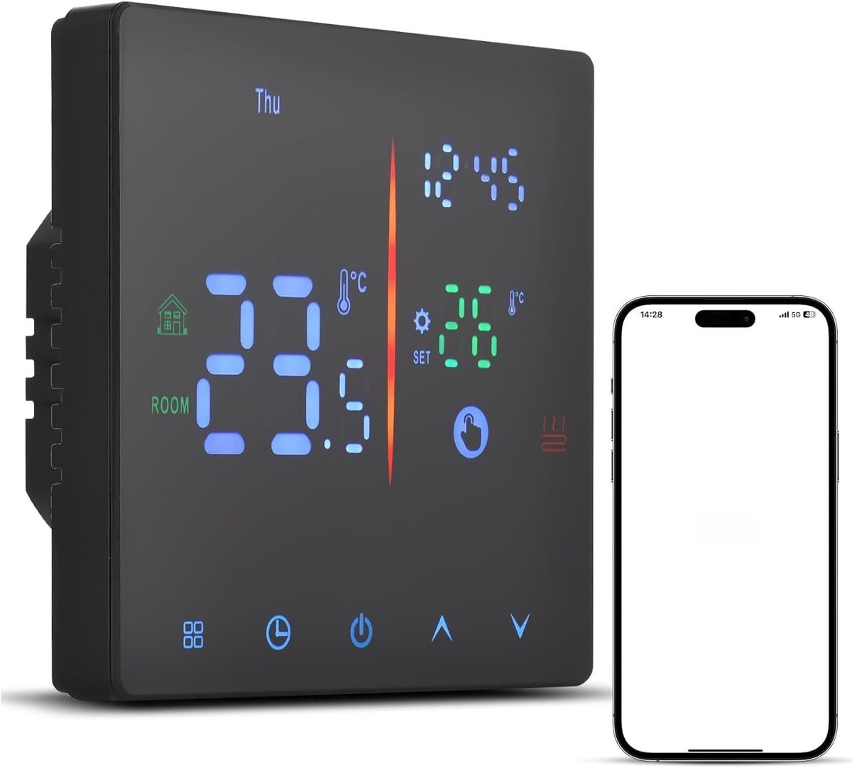 Digitale Thermostaat - Temperatuurregelaar App - Slim Verwarmen Huis - Wekelijks Programmeerbaar - 3A 16A - Zwart