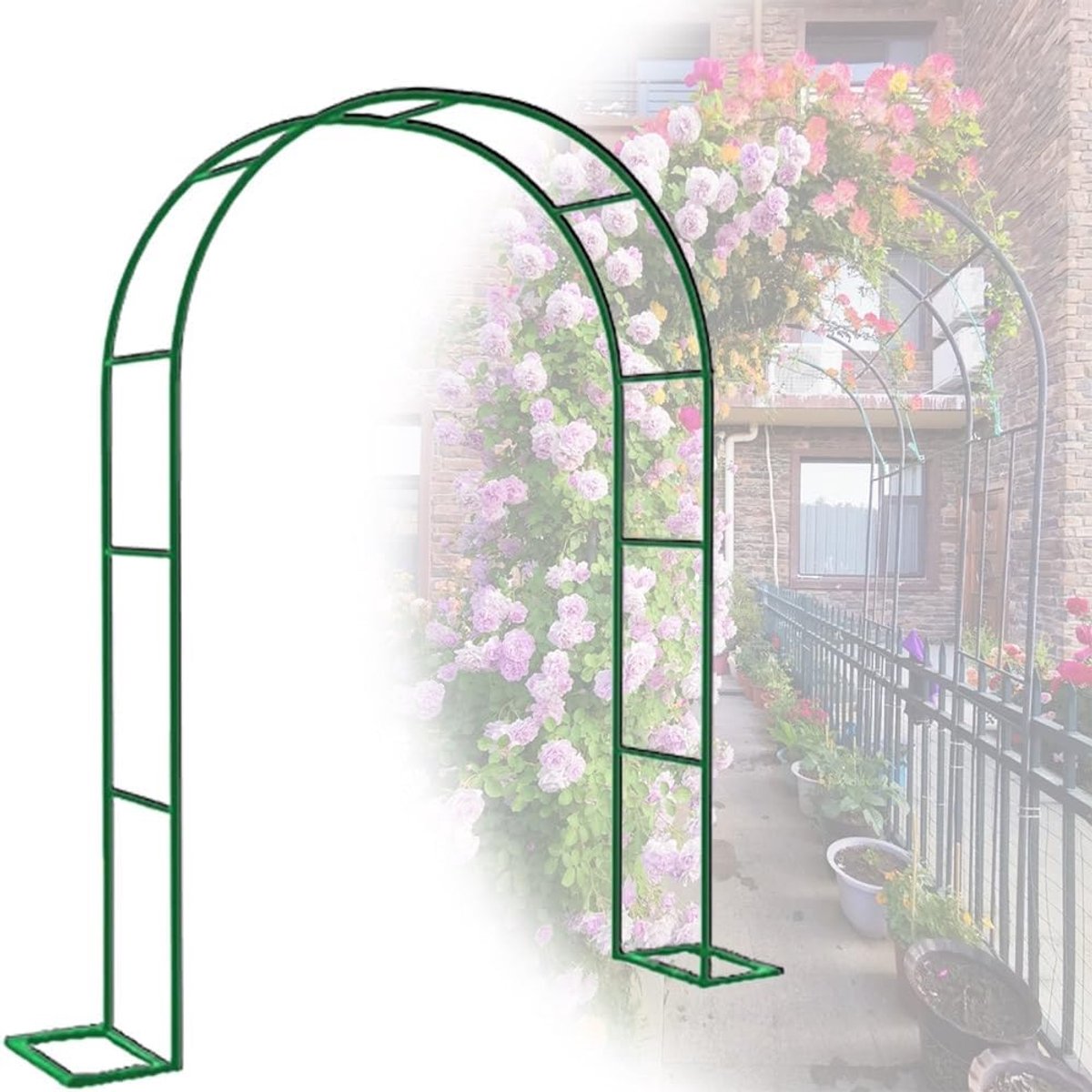 Tuinboog - Klimplant Ondersteuning - Decoratieve Tuin - Weerbestendig Metaal - 140 x 230 cm - Groen