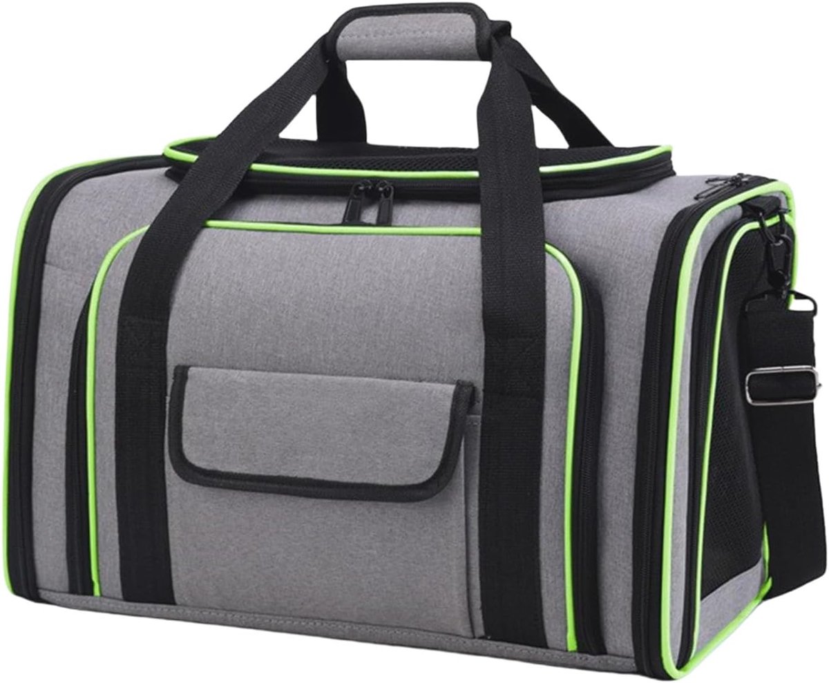 Huisdier Transporttas - Draagbare Koffer - Veilig Vervoer - Uitbreidbaar Ontwerp - 47x24x28cm - Grijze Streep