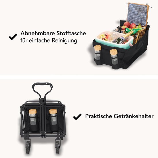 Bolderkar - Transportkar Tuin - Buitenactiviteiten Vervoer - Opvouwbaar Compact Design - 100KG Draagkracht - Zwart van Bolderkar — afbeelding 2