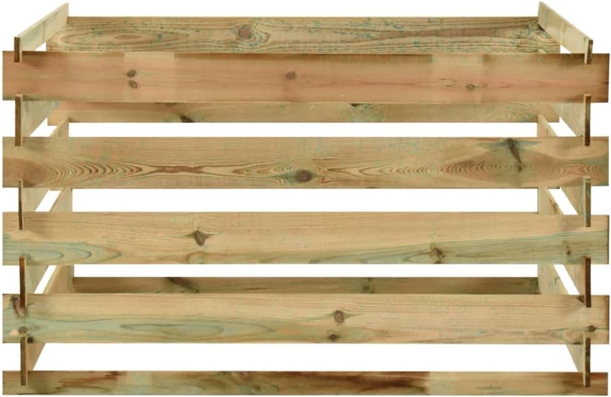 Tuincompostbak Hout - Compostbak Tuin - Afval Verwerken - Lamellenontwerp - 120 x 120 x 70 cm - Houtkleur